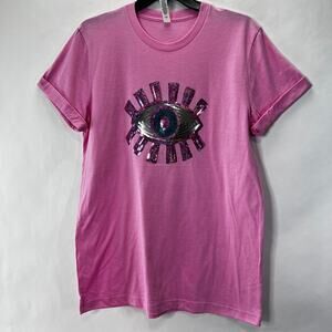 Sequins Evil Eye Pink Women's Shirt L NWT